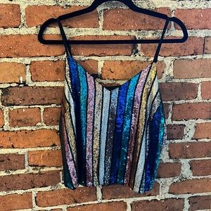 Sequin striped tank top